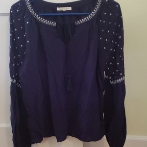 Navy blue long sleeved blouse